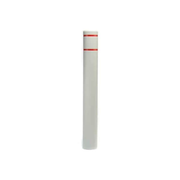 Post Guard Post Guard Bollard Cover, 4-1/2"Dia. X 52"H, Grey W/Red Tape CL1385C - main